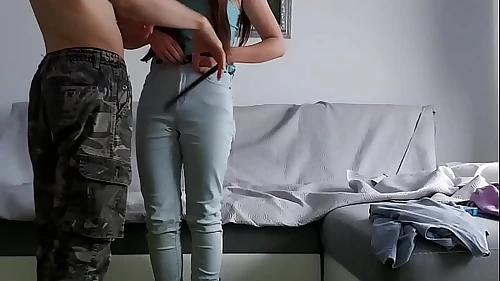Intende and passionate lovemaking on the sofa with beautiful teen girlfriend